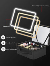 Illuminate Your Beauty: Large Capacity Cosmetic Bag with LED Mirror - Julie bags