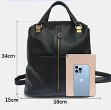 Vintage Genuine Leather Women's Backpack: Stylish Anti-Theft School Bag - Julie bags