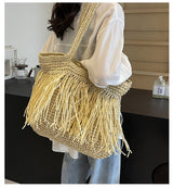 Sun-Kissed Style: Embrace the Serenity with our Striped Beach Straw Bag - Julie bags
