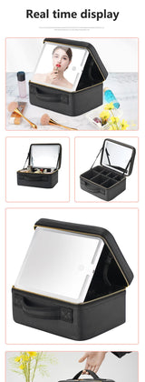 Illuminate Your Beauty: Large Capacity Cosmetic Bag with LED Mirror - Julie bags