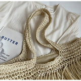 Sun-Kissed Style: Embrace the Serenity with our Striped Beach Straw Bag - Julie bags