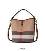 Plaid Canvas Luxury Women's Bucket – Timeless Elegance - Julie bags