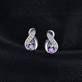 Infinity Amethyst Stud Earrings – 925 Sterling Silver Purple Gemstone Earrings for Women - Julie bags