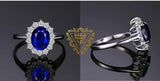 Oval Blue Sapphire Halo Pendant Necklace – 925 Sterling Silver Vintage Royal Style Necklace for Women - Julie bags