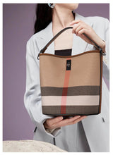 Plaid Canvas Luxury Women's Bucket – Timeless Elegance - Julie bags
