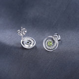 Peridot Circle Stud Earrings – 925 Sterling Silver Double Halo Gemstone Earrings for Women - Julie bags
