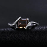 Smoky Quartz Emerald Cut Ring – 925 Sterling Silver for Women - Julie bags