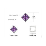Square Cut Purple Alexandrite Stud Earrings – 925 Sterling Silver Color - Changing Gemstone Jewelry for Women - Julie bags