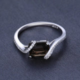 Smoky Quartz Emerald Cut Ring – 925 Sterling Silver for Women - Julie bags