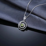 Peridot Circle Pendant Necklace – 925 Sterling Silver Double Halo Gemstone Necklace for Women - Julie bags