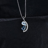 Sky Blue & London Blue Topaz Pendant Necklace – 925 Sterling Silver Teardrop Gemstone Necklace for Women - Julie bags