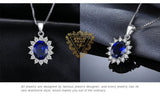 Oval Blue Sapphire Halo Pendant Necklace – 925 Sterling Silver Vintage Royal Style Necklace for Women - Julie bags