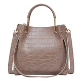 Stone Pattern Leather Bucket Bag