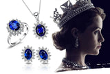 Oval Blue Sapphire Halo Pendant Necklace – 925 Sterling Silver Vintage Royal Style Necklace for Women - Julie bags