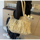 Sun-Kissed Style: Embrace the Serenity with our Striped Beach Straw Bag - Julie bags
