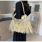 Sun-Kissed Style: Embrace the Serenity with our Striped Beach Straw Bag - Julie bags