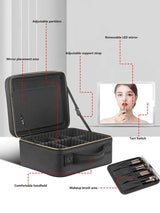 Illuminate Your Beauty: Large Capacity Cosmetic Bag with LED Mirror - Julie bags