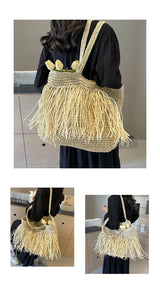 Sun-Kissed Style: Embrace the Serenity with our Striped Beach Straw Bag - Julie bags