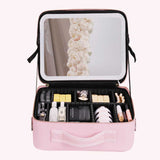 Illuminate Your Beauty: Large Capacity Cosmetic Bag with LED Mirror - Julie bags