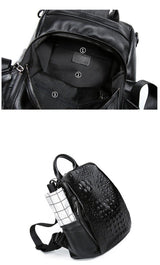 Genuine Leather Alligator Pattern Women's Backpack - Julie bags