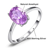 Oval Amethyst Gemstone Ring – 925 Sterling Silver Dainty Gold Plated Ring for Women - Julie bags