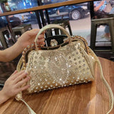 Timeless Elegance: Luxury Diamond-Embellished Women's Leather Handbag - Julie bags