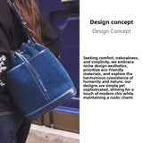 Denim Bucket Bag for Women – Drawstring Shoulder Handbag with Leather Trim - Julie bags