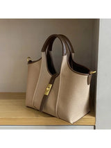 Women’s Canvas Bucket Bag with Leather Trim | Elegant Crossbody & Top Handle Tote Bag - Julie bags
