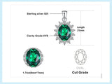 Oval Blue Sapphire Halo Pendant Necklace – 925 Sterling Silver Vintage Royal Style Necklace for Women - Julie bags