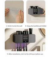Wireless UV Toothbrush Sterilizer & Dryer – Wall Mounted Rechargeable Holder
