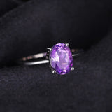 Oval Amethyst Gemstone Ring – 925 Sterling Silver Dainty Gold Plated Ring for Women - Julie bags