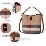 Plaid Canvas Luxury Women's Bucket – Timeless Elegance - Julie bags