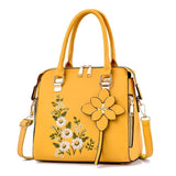 Elegant Floral Embroidered Leather Shoulder Bag - Julie bags