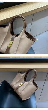 Women’s Canvas Bucket Bag with Leather Trim | Elegant Crossbody & Top Handle Tote Bag - Julie bags