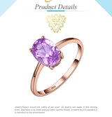Oval Amethyst Gemstone Ring – 925 Sterling Silver Dainty Gold Plated Ring for Women - Julie bags