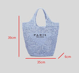 Chic Hollow Tote: Brand Letter Straw Handbag for Women - Julie bags