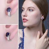 Green Emerald Cushion Cut Huggie Earrings – 925 Sterling Silver Gemstone Hoop Earrings for Women - Julie bags