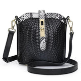 Knitted Series: Stylish Genuine Leather Bucket Bag and Crossbody Chic - Julie bags