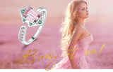 Pink Gemstone Cocktail Ring – 925 Sterling Silver Adjustable Statement Ring for Women - Julie bags