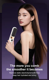 Cordless Hair Straightening Brush – Rechargeable 4-Temperature Styling Comb