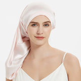 100% Mulberry Silk Bonnet for Sleeping – Long Adjustable Hair Cap