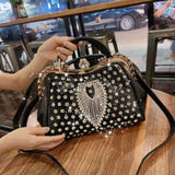 Timeless Elegance: Luxury Diamond-Embellished Women's Leather Handbag - Julie bags