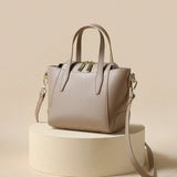 Chic Light-Toned Leather Tote: Elegant Short Handle Bag - Julie bags