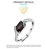 Smoky Quartz Emerald Cut Ring – 925 Sterling Silver for Women - Julie bags