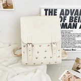 Floral Elegance Leather School Backpack - Julie bags