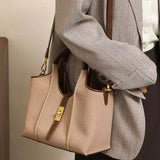 Women’s Canvas Bucket Bag with Leather Trim | Elegant Crossbody & Top Handle Tote Bag - Julie bags