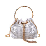 Trendy and Colorful: Women's Diamante Chain Tassel Crossbody Bucket Bag - Julie bags