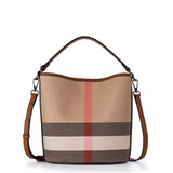 Plaid Canvas Luxury Women's Bucket – Timeless Elegance - Julie bags