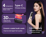 Cordless Hair Straightening Brush – Rechargeable 4-Temperature Styling Comb