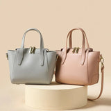 Chic Light-Toned Leather Tote: Elegant Short Handle Bag - Julie bags